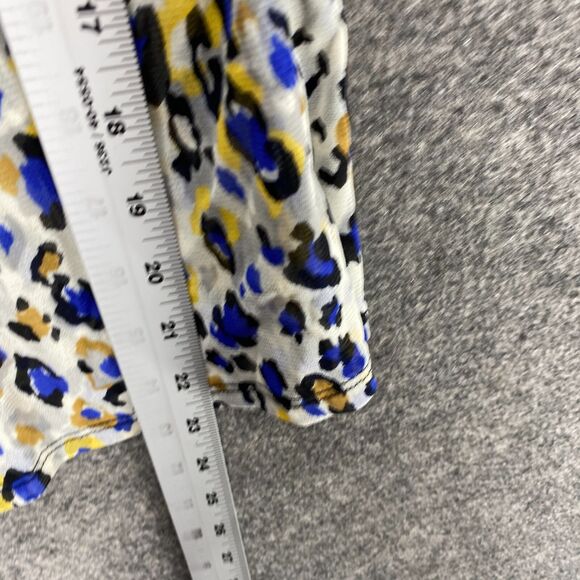 Charter Club Blouse Women PP Petite Blue Animal Print Surplice Short Sleeve - Picture 8 of 9
